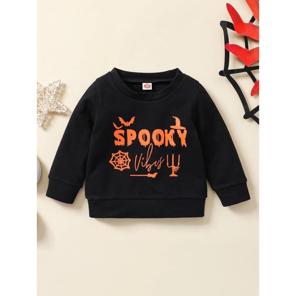 Baby Halloween Spooky Vibes Sweatshirt 6-9 Months - Picture 1 of 3